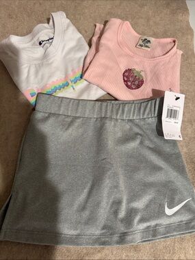 Nike Girls' Silver Gray Athletic Skort with White Swoosh